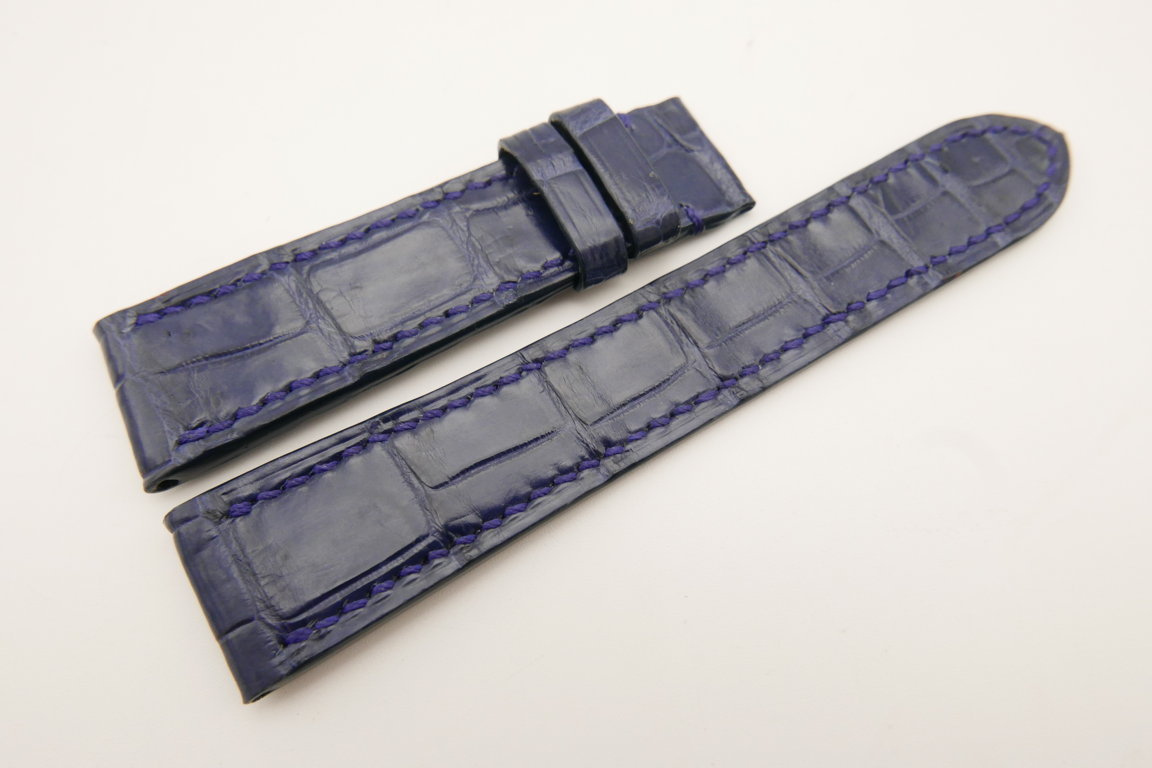 20mm/18mm Navy Blue Genuine CROCODILE Double Sided Skin Leather Watch Strap#W5160