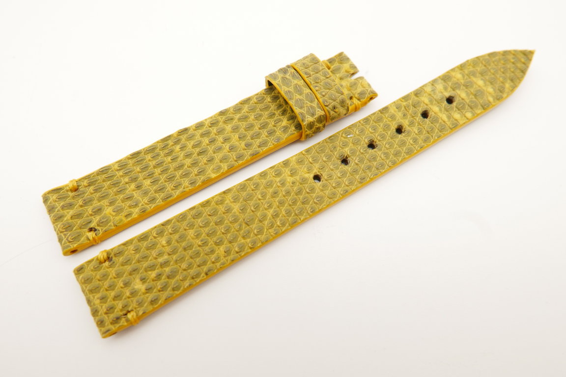 14mm/14mm Yellow Genuine LIZARD Skin Leather Watch Strap Band #WT5164