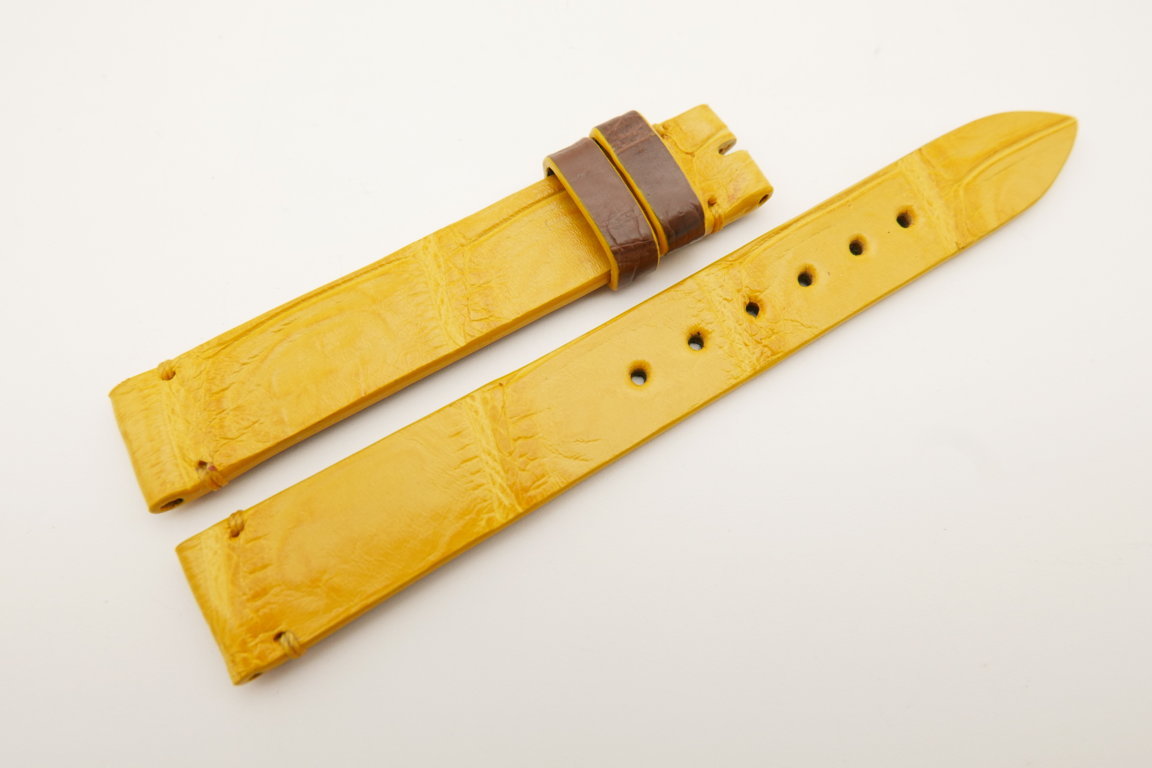 14mm/14mm Yellow Genuine CROCODILE Skin Leather Watch Strap Band #WT5174