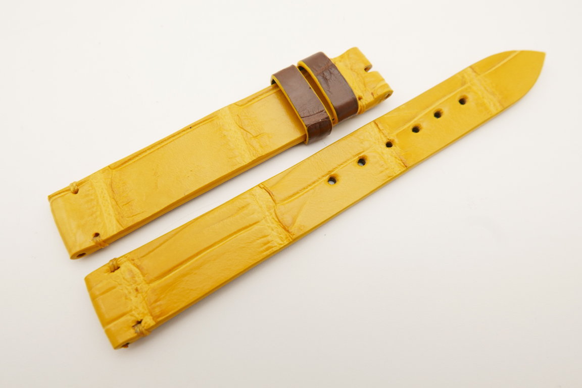 14mm/14mm Yellow Genuine CROCODILE Skin Leather Watch Strap Band #WT5175
