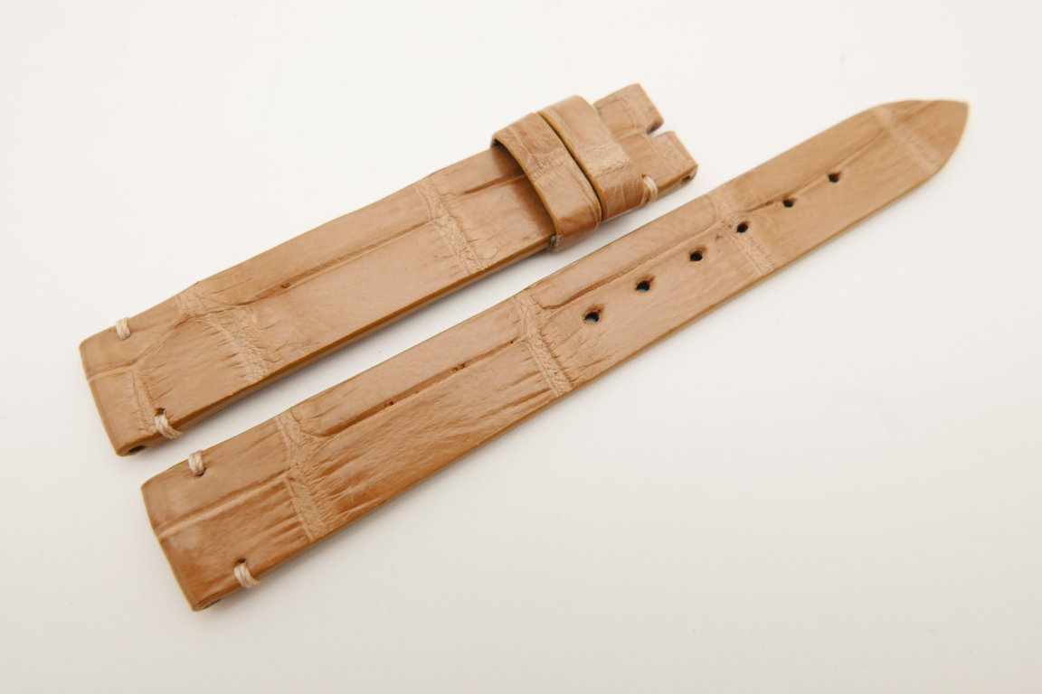 14mm/14mm Light Brown Genuine CROCODILE Skin Leather Watch Strap Band #WT5177
