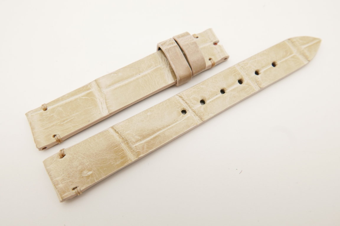 14mm/14mm Beige Genuine CROCODILE Skin Leather Watch Strap Band #WT5178