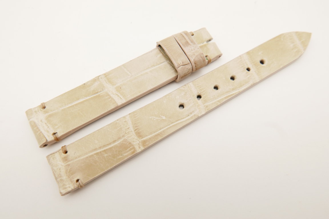 14mm/14mm Beige Genuine CROCODILE Skin Leather Watch Strap Band #WT5179