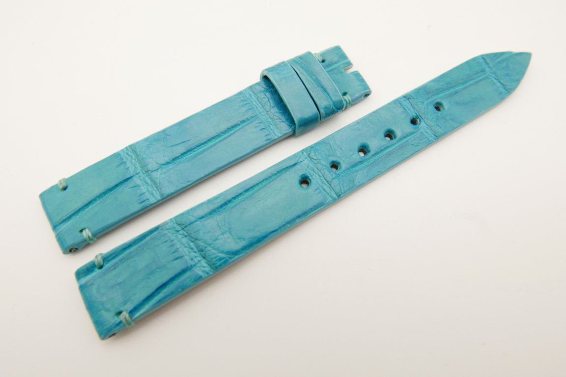 14mm/14mm Light Blue Genuine CROCODILE Skin Leather Watch Strap Band #WT5184