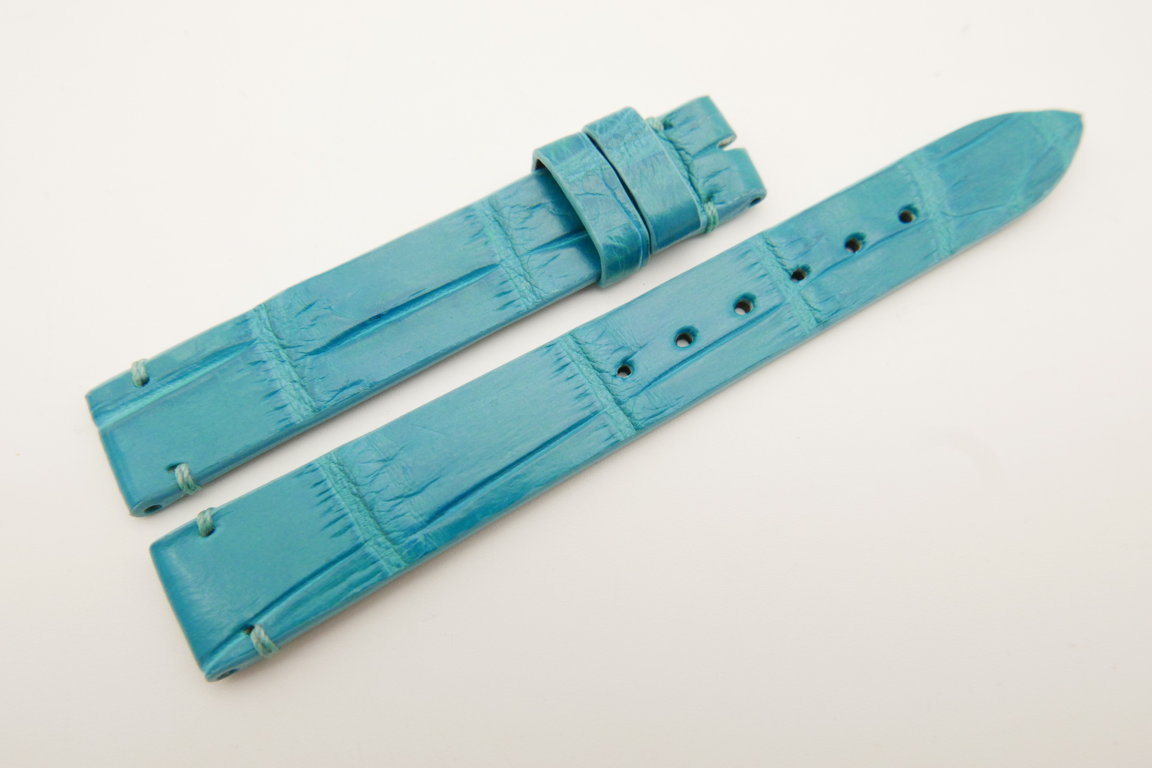 14mm/14mm Light Blue Genuine CROCODILE Skin Leather Watch Strap Band #WT5185
