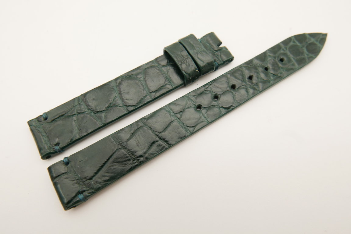 14mm/14mm Dark Green Genuine CROCODILE Skin Leather Watch Strap Band #WT5186