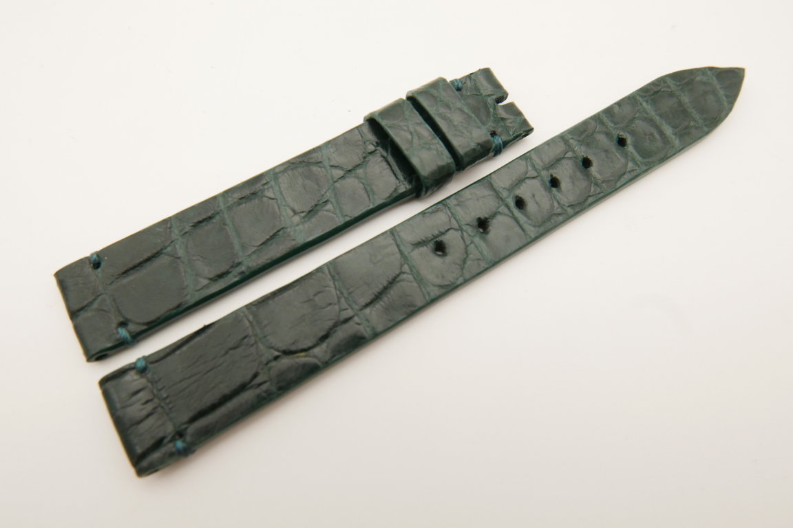 14mm/14mm Dark Green Genuine CROCODILE Skin Leather Watch Strap Band #WT5187