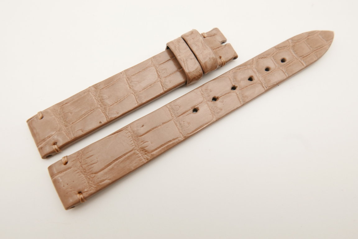 14mm/14mm Light Brown Genuine CROCODILE Skin Leather Watch Strap Band #WT5190
