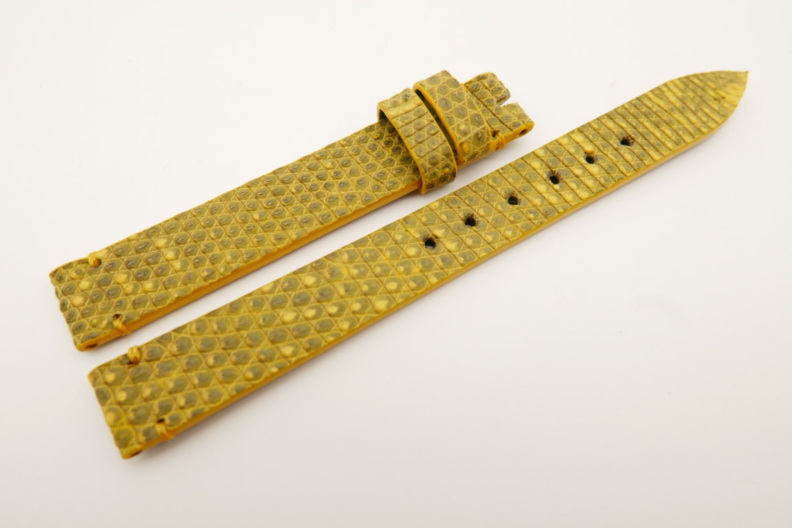 12mm/12mm Yellow Genuine LIZARD Skin Leather Watch Strap Band #WT5197