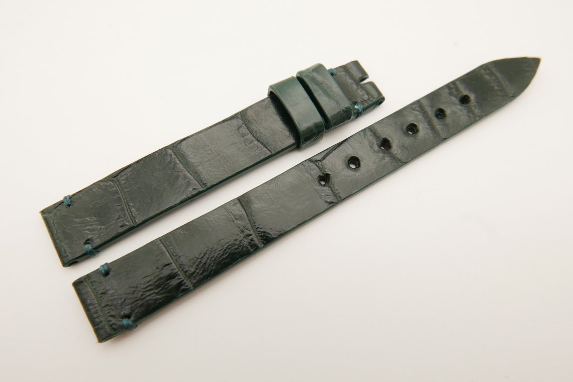 12mm/12mm Dark Green Genuine CROCODILE Skin Leather Watch Strap Band #WT5201