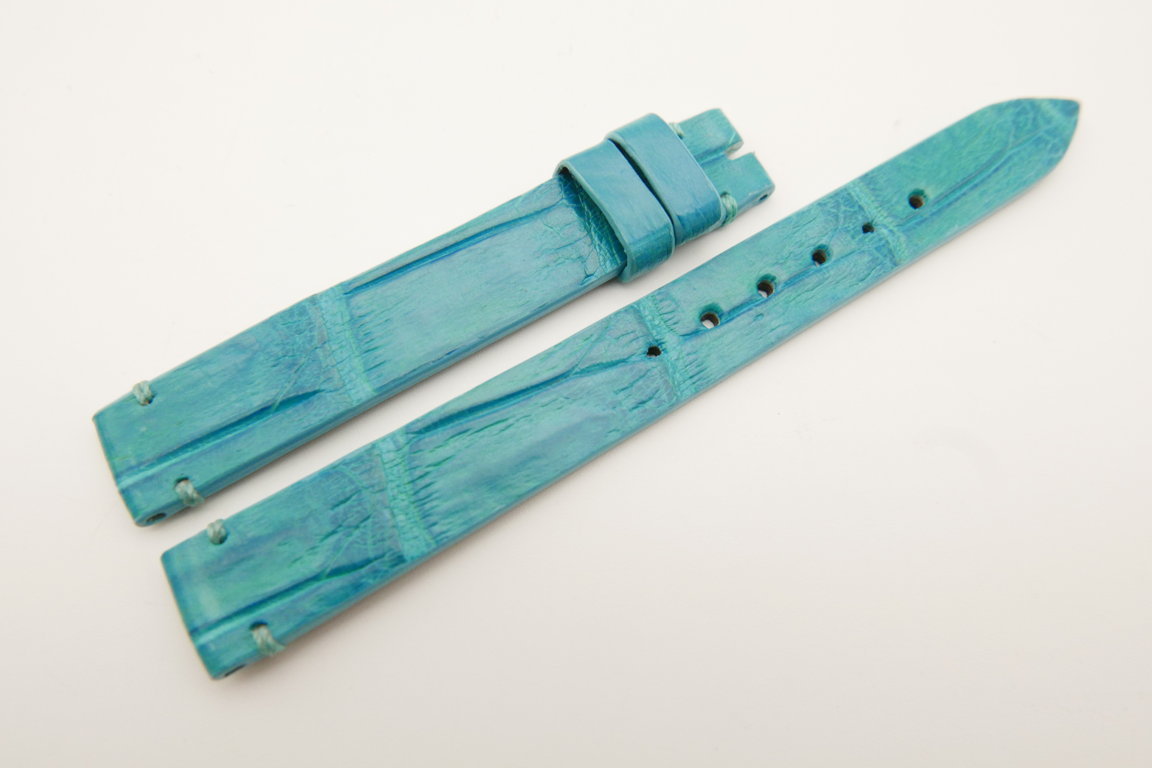 12mm/12mm Light Blue Genuine CROCODILE Skin Leather Watch Strap Band #WT5202
