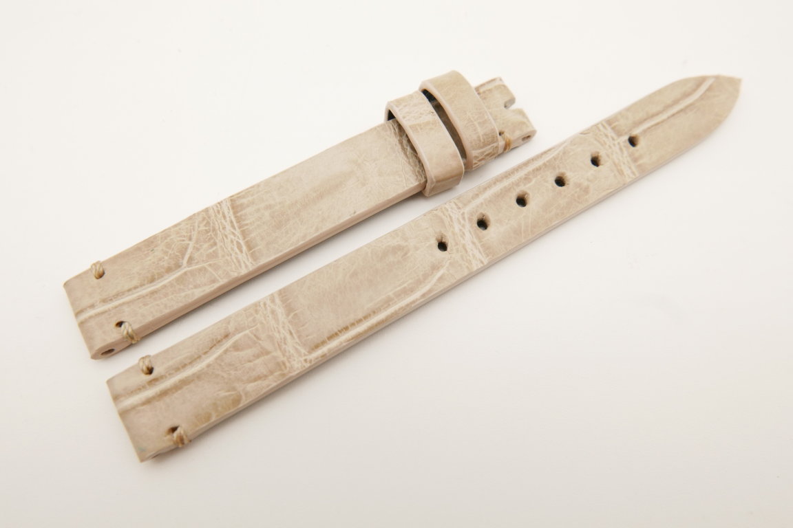12mm/12mm Beige Genuine CROCODILE Skin Leather Watch Strap Band #WT5208