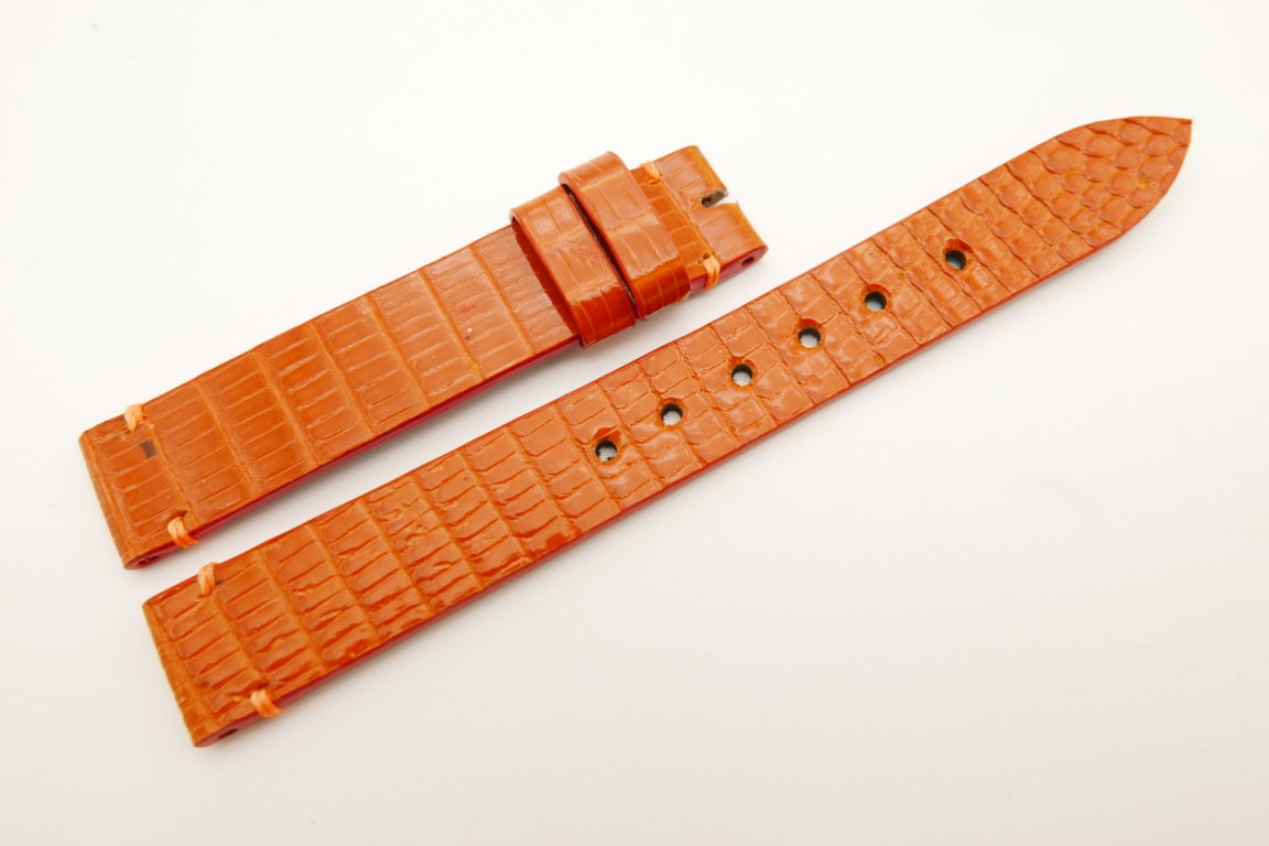 14mm/14mm Orange Genuine LIZARD Skin Leather Watch Strap Band #WT5250