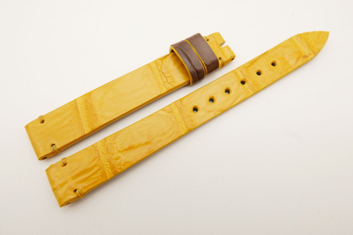 12mm/12mm Yellow Genuine CROCODILE Skin Leather Watch Strap Band #WT5211