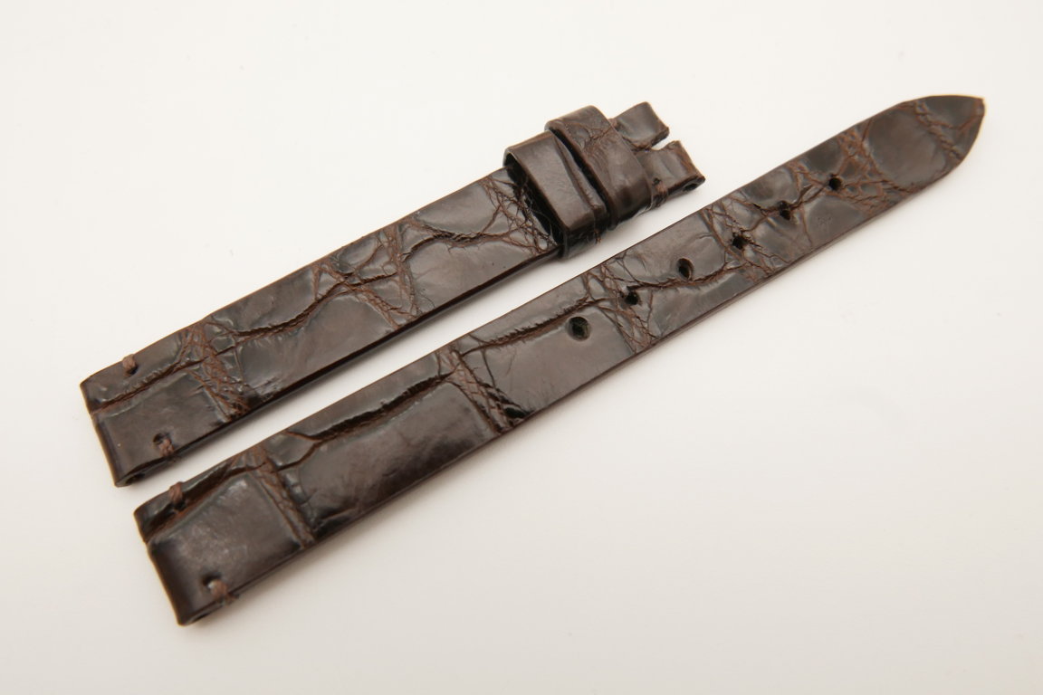 12mm/12mm Dark Brown Genuine CROCODILE Skin Leather Watch Strap Band #WT5217