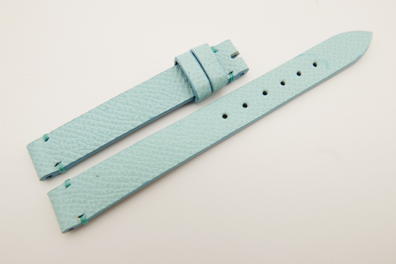 12mm/12mm Light Blue Genuine EPSOM CALF Skin Leather Watch Strap Band #WT5281
