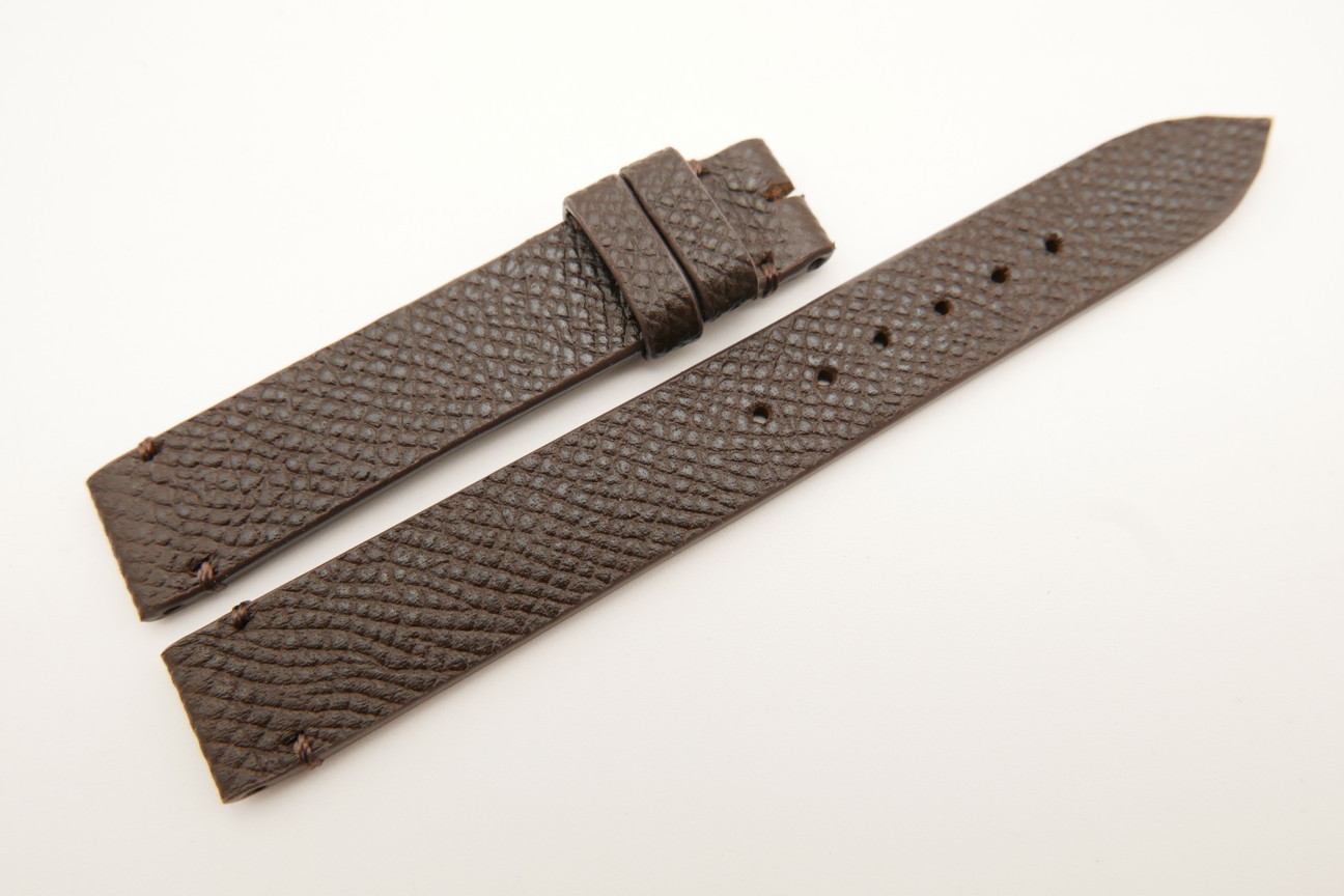 14mm/14mm Dark Brown Genuine EPSOM CALF Skin Leather Watch Strap Band #WT5292
