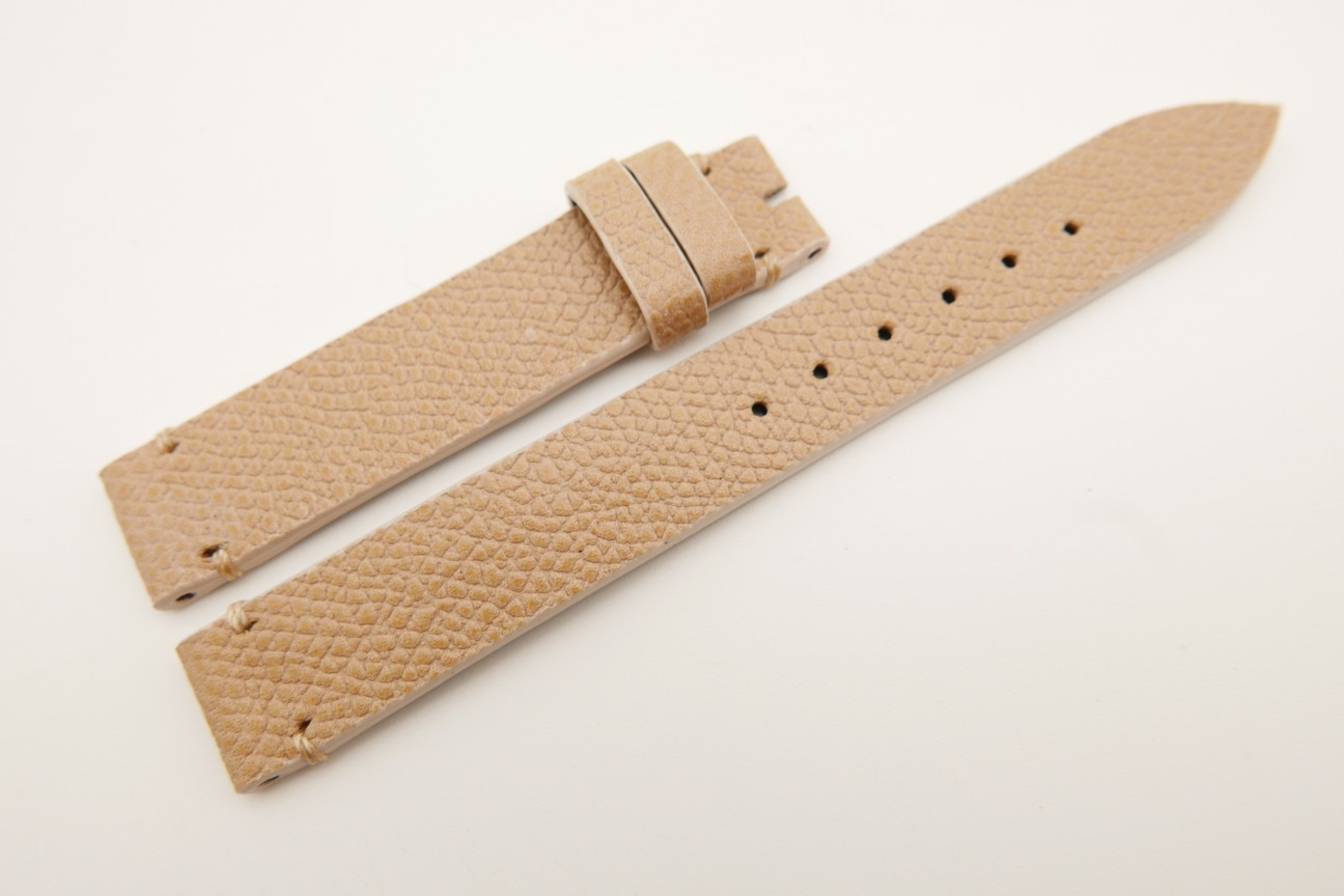 14mm/14mm Beige Genuine EPSOM CALF Skin Leather Watch Strap Band #WT5296