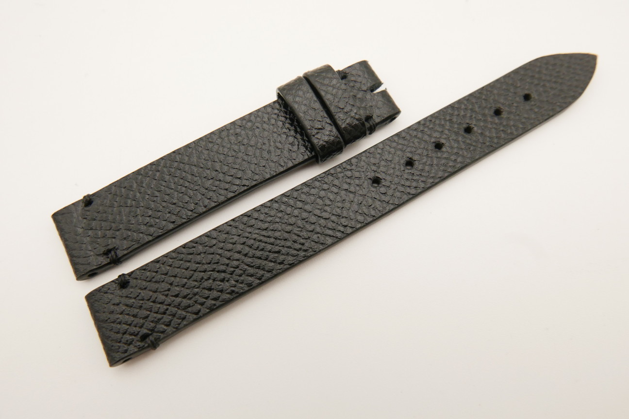 14mm/14mm Black Genuine EPSOM CALF Skin Leather Watch Strap Band #WT5299