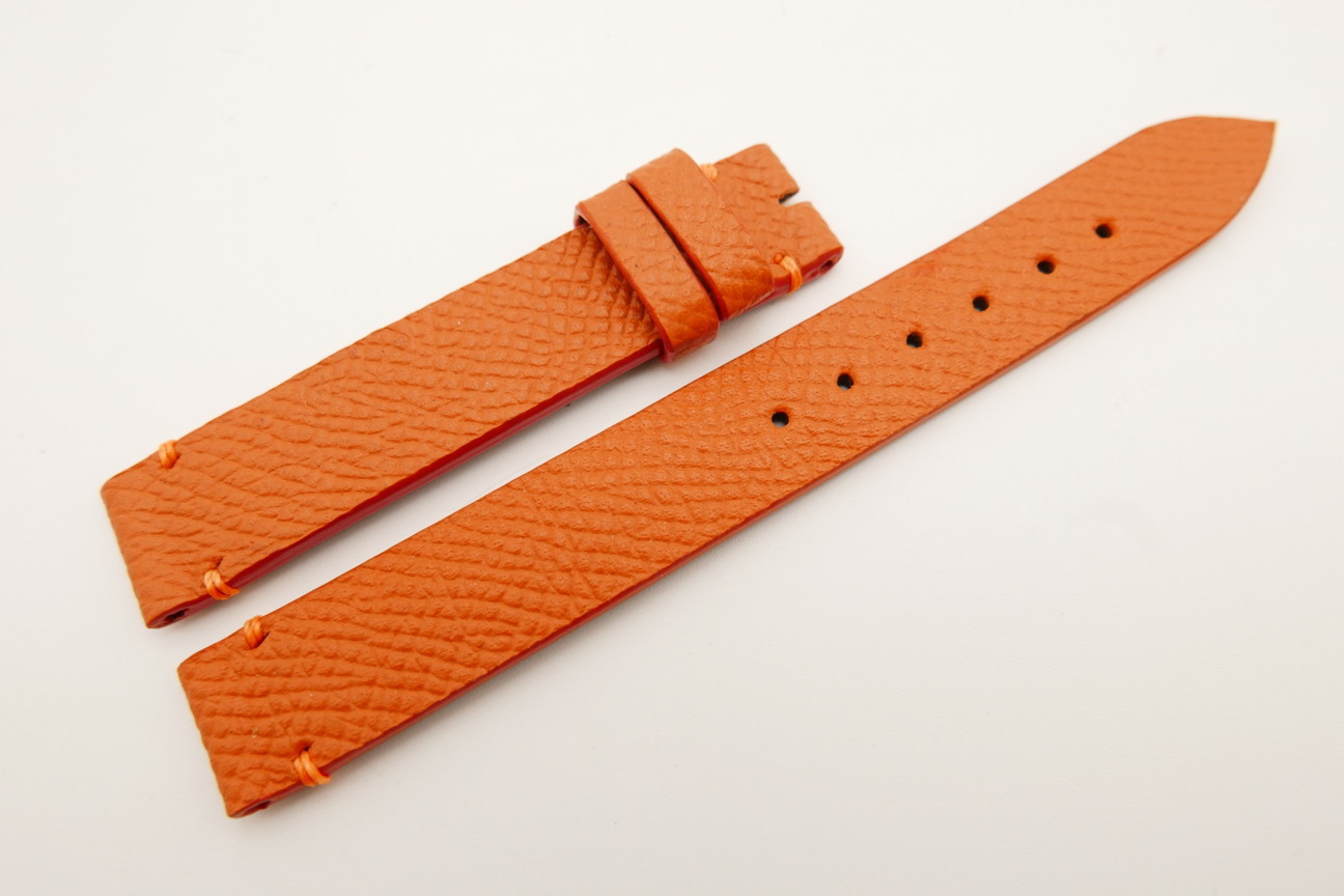 14mm/14mm Orange Genuine EPSOM CALF Skin Leather Watch Strap Band #WT5309