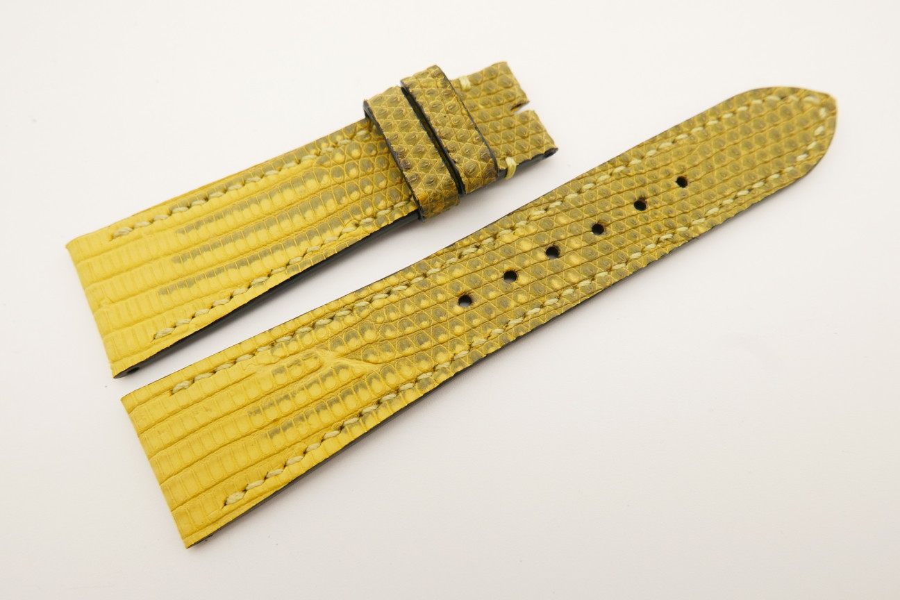 23mm/18mm Yellow Genuine LIZARD Skin Leather Watch Strap #WT5310