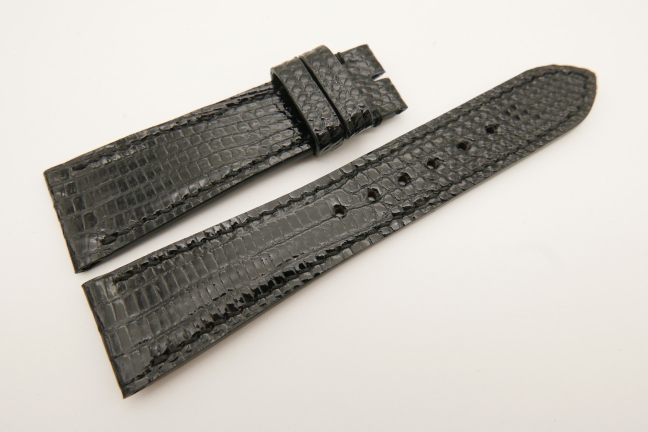 23mm/18mm Black Genuine LIZARD Skin Leather Watch Strap #WT5315