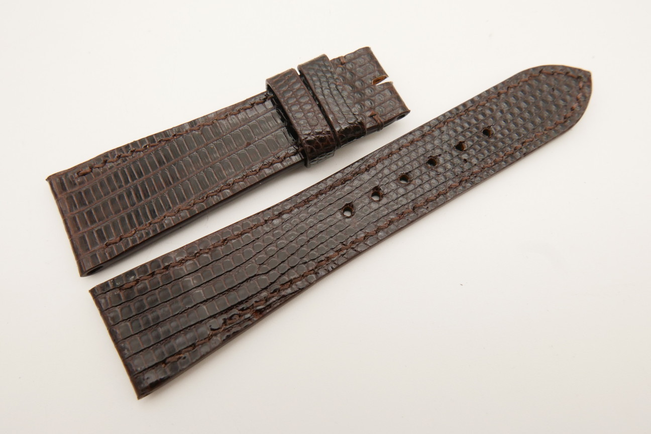 23mm/18mm Dark Brown Genuine LIZARD Skin Leather Watch Strap #WT5317