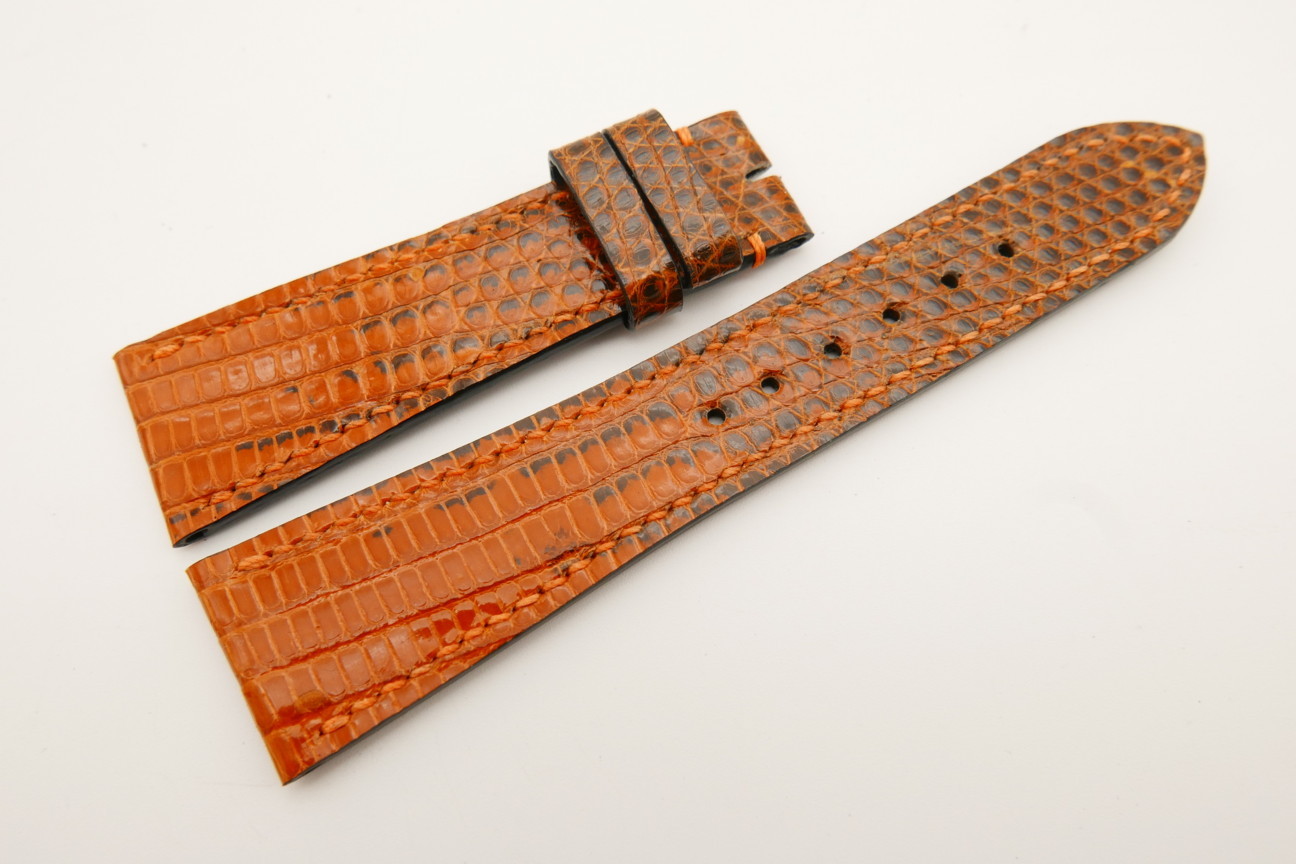 23mm/18mm Orange Genuine LIZARD Skin Leather Watch Strap #WT5323