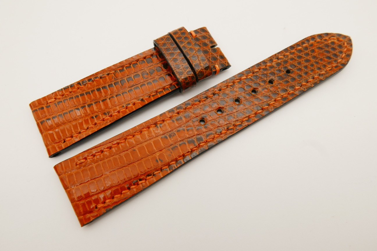 22mm/20mm Orange Genuine LIZARD Skin Leather Watch Strap #WT5327