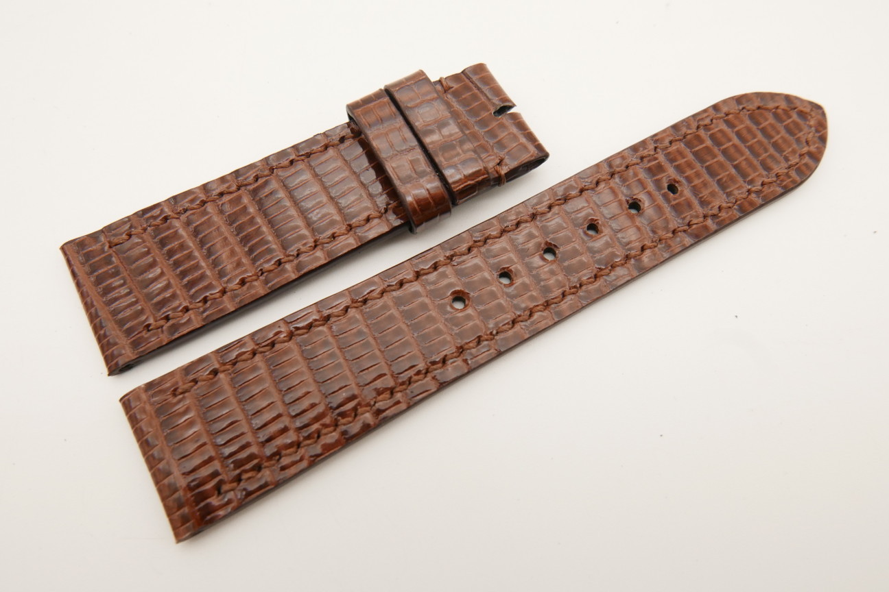 22mm/20mm Brown Genuine LIZARD Skin Leather Watch Strap #WT5332