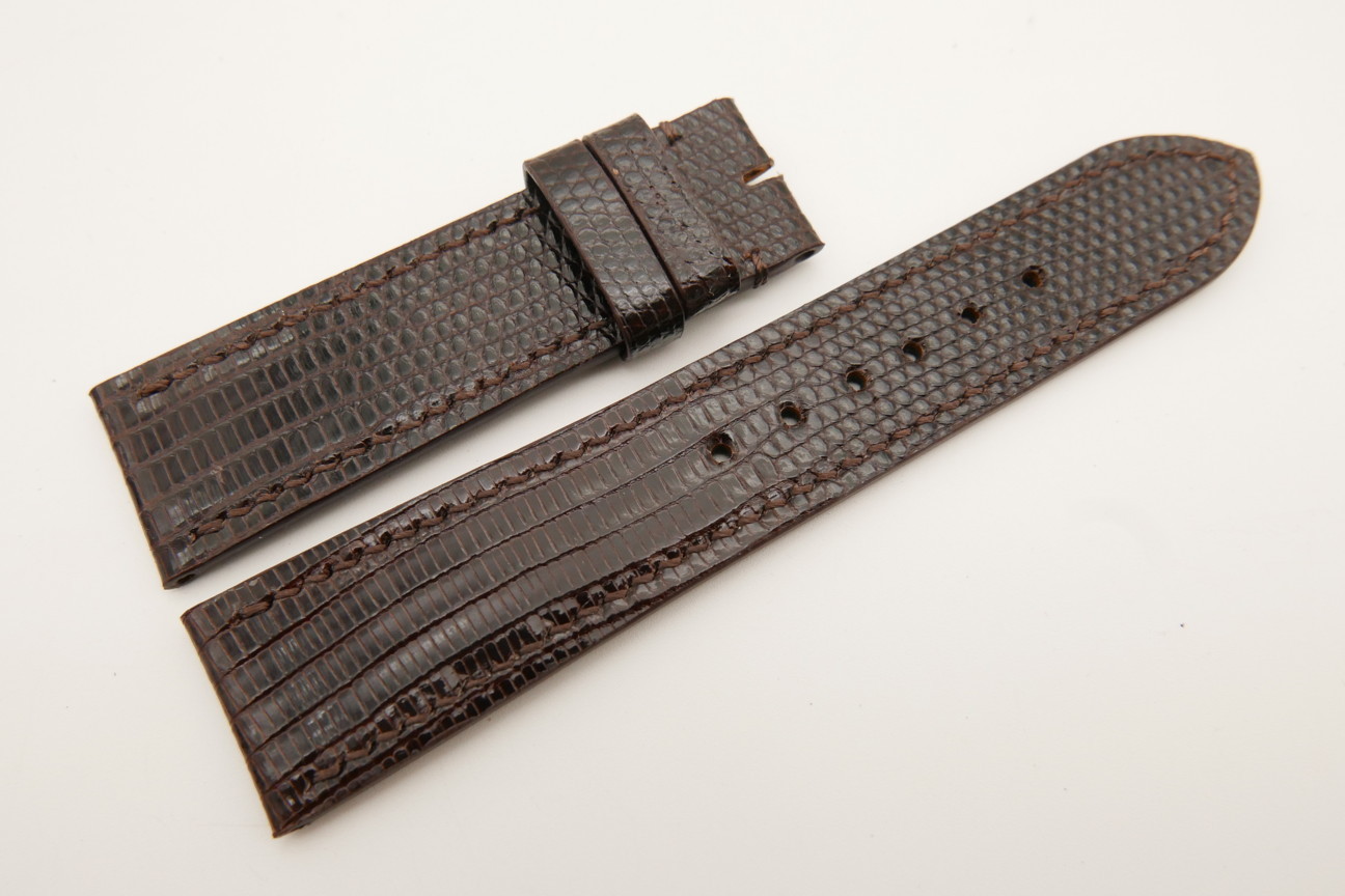 22mm/20mm Dark Brown Genuine LIZARD Skin Leather Watch Strap #WT5333