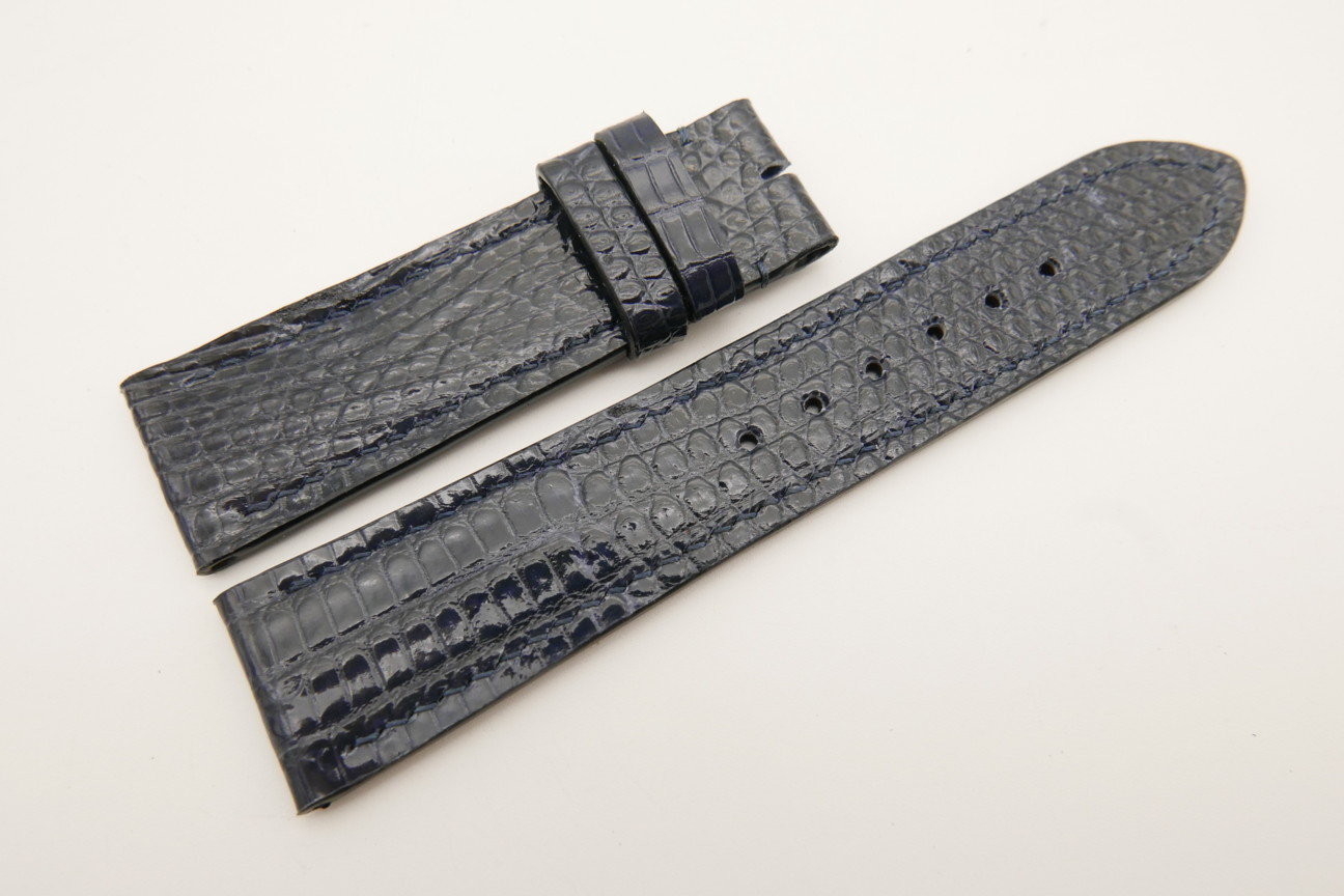 22mm/20mm Dark Navy Blue Genuine LIZARD Skin Leather Watch Strap #WT5335