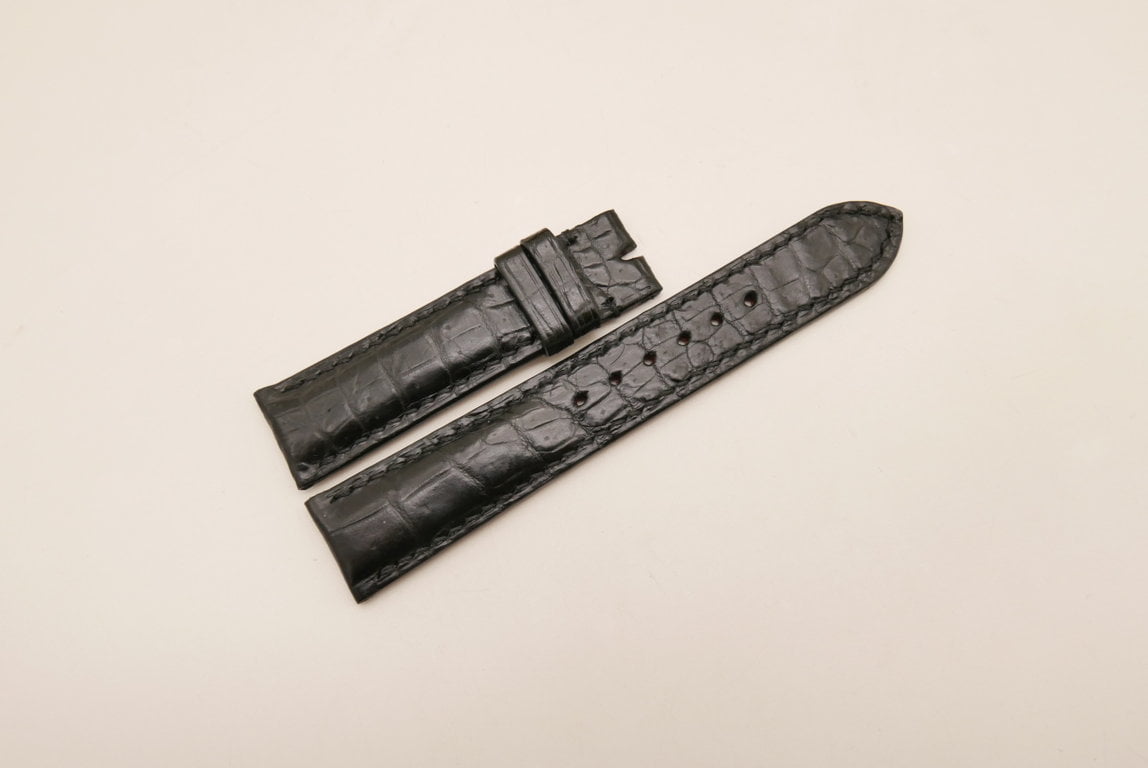 IW SUISSE 18mm Genuine Crocodile Calf Leather Watch Band – Black, Handmade, Fits Any Watch