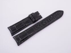 21mm/18mm Black Genuine Crocodile Leather Curved End Watch Strap For JLC #WT13595