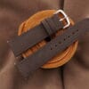 Dark Brown Nubuck Leather Curved End Watch Strap For JLC - CUSTOM MADE SERVICE CT2541