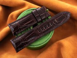 High Grade Glossy Dark Brown Crocodile Leather Watch Strap For Panerai - CUSTOM MADE SERVICE CT2652