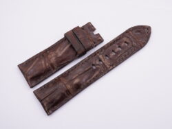 24mm/22mm Dark Brown Genuine Crocodile Stonewash Skin Leather Watch Strap for Panerai 115/75mm #WT14035