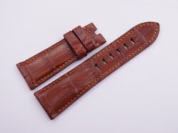 26mm/22mm Red Brown Genuine Crocodile Skin Leather Watch Strap for Panerai #WT14051