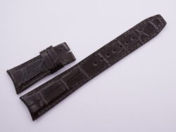 22mm/18mm Dark Brown Crocodile Skin Leather Curved End Deployment Strap For IWC #WT14060