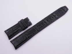 20mm/18mm Black Crocodile Skin Leather Curved End Deployment Strap For IWC #WT14064