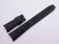 22mm/18mm Black Crocodile Skin Leather Curved End Deployment Strap For IWC #WT14065