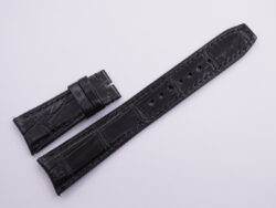 22mm/18mm Black Crocodile Skin Leather Curved End Deployment Strap For IWC #WT14066
