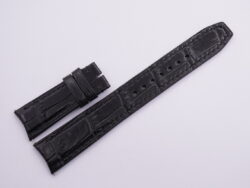 20mm/18mm Black Crocodile Skin Leather Curved End Deployment Strap For IWC #WT14067
