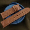 Light Brown Double Side Crocodile Leather Curved End Watch Strap For JLC - CUSTOM MADE SERVICE CT2844