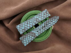 Baby Blue Python Leather Deployment Watch Strap With Quickswitch For Cartier Santos Medium, Large Model - CUSTOM MADE SERVICE CT2870