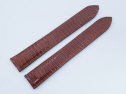 17.5mm/16mm Cognac Lizard Leather Deployment Strap for Cartier Tank Solo Small #WT14164