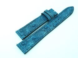 19mm/16mm Vintage Blue Ostrich Quill Leather Watch Strap With Quick Release Function for Cartier Must Large / Cartier Louis Large #WT14179