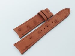 21mm/18mm Cognac Genuine Ostrich Quill Leather Curved End Watch Strap For JLC #WT14173