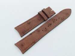 21mm/18mm Light Brown Genuine Ostrich Quill Leather Curved End Watch Strap For JLC #WT14172