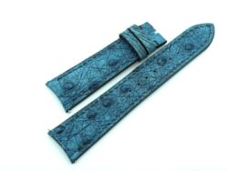21mm/18mm Vintage Blue Genuine Ostrich Quill Leather Curved End Watch Strap For JLC #WT14171